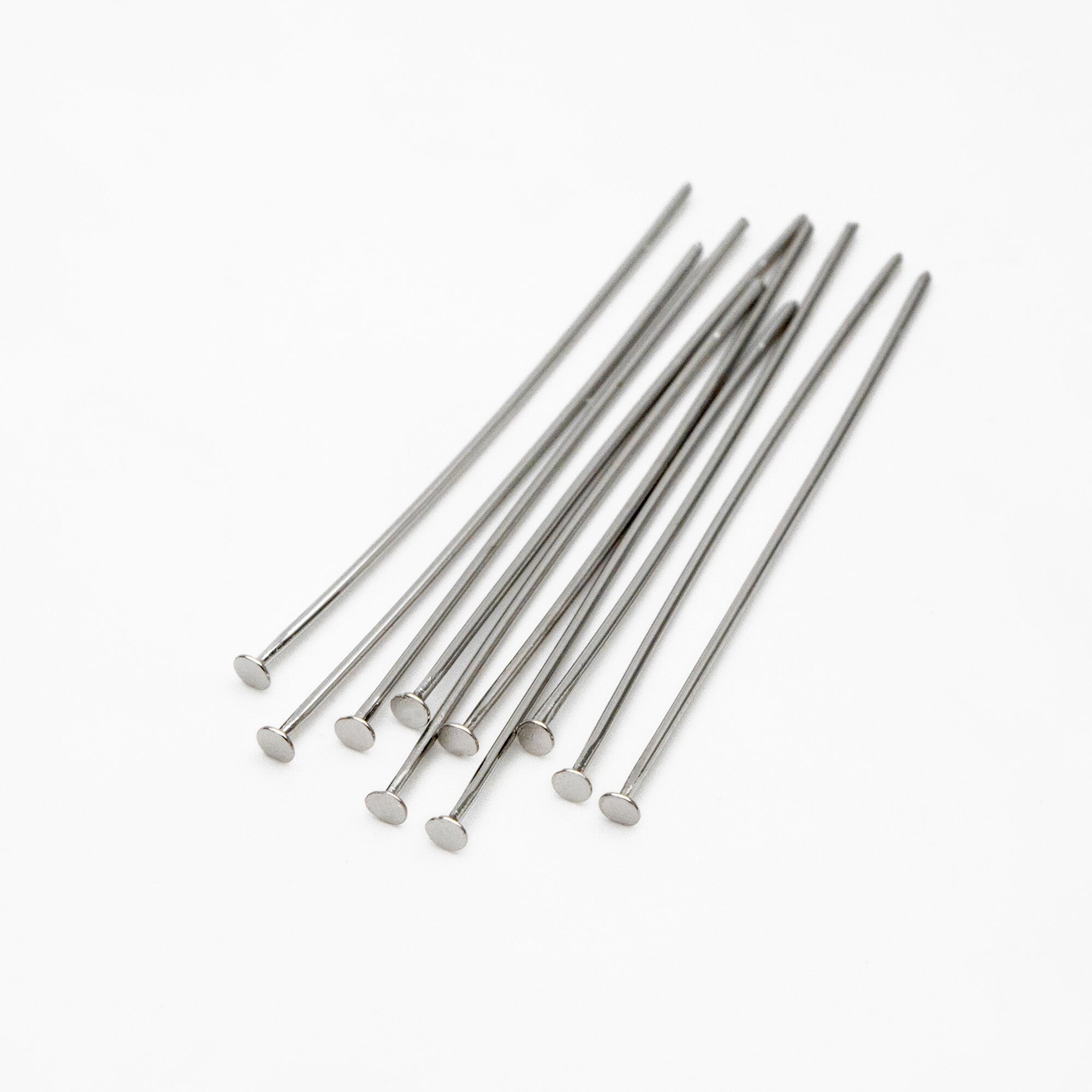 100pcs Gold/ Silver/ Rose Gold Head Pins, 30x0.5mm (24 gauge) 40x0.7mm (21 gauge), Gold/ Rhodium plated Brass Headpins (GB-023)